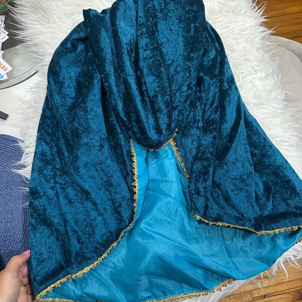 Teal Velvet Cape with Gold Trim